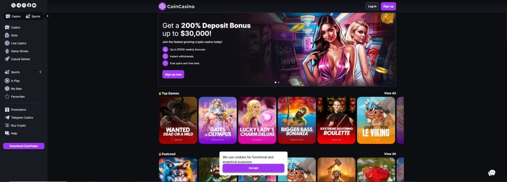 CoinCasino - Casino Crypto Sin KYC Con Retiros en Menos de 10 Minutos