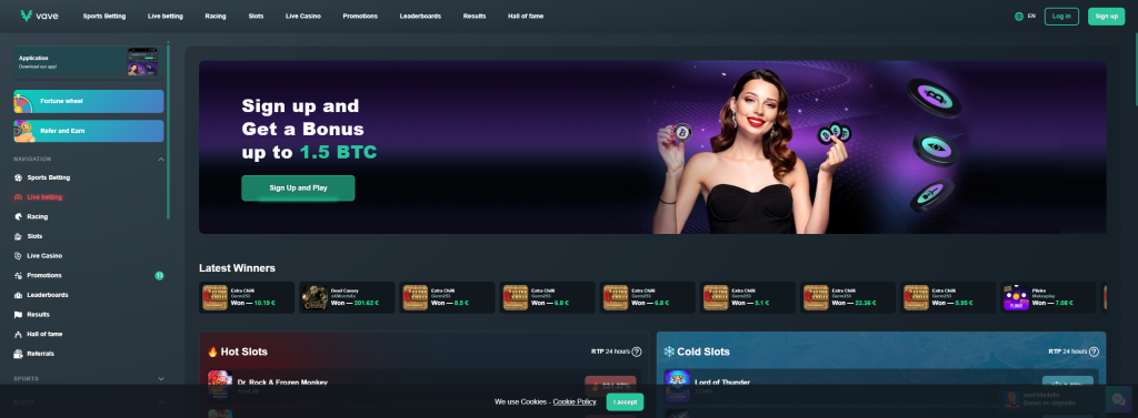 Vave - 11,000+ Juegos Con Programas VIP Duales Casino y Sports